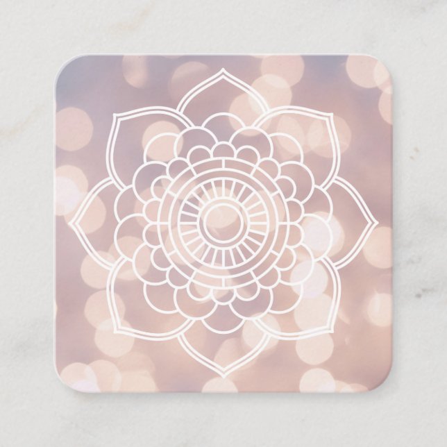 Tarjeta De Visita Cuadrada Bokeh y Mandala (Anverso)