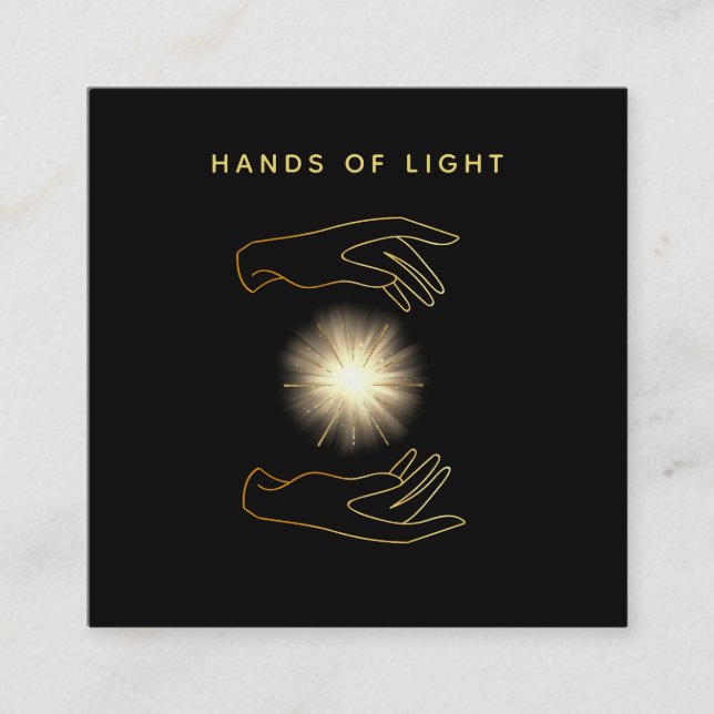 Tarjeta De Visita Cuadrada Bola de manos curativa de la energía de Reiki del (Anverso)