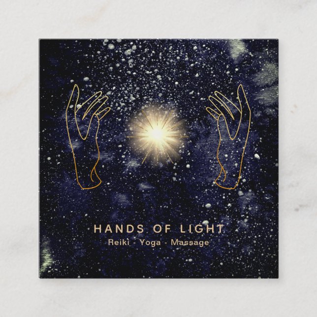 Tarjeta De Visita Cuadrada Bola de manos curativa de la energía del *~* de la (Anverso)