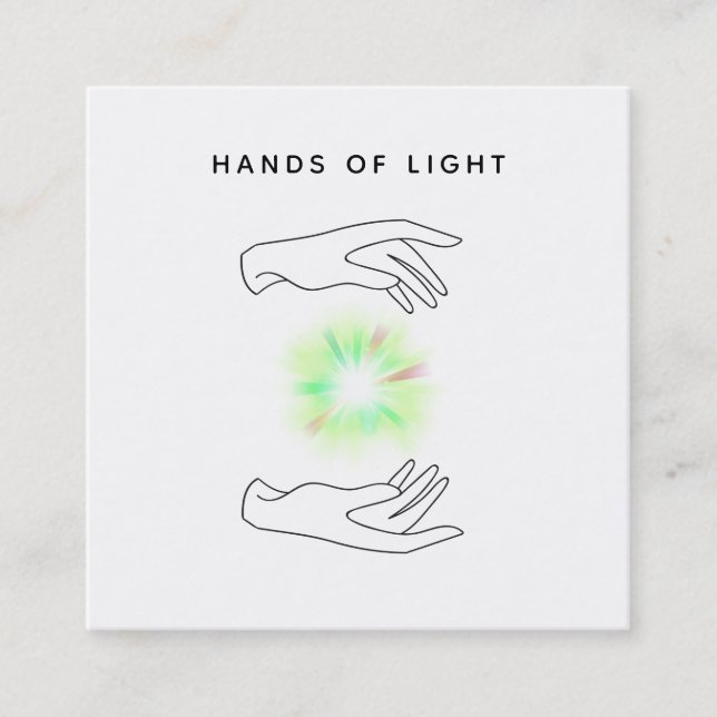 Tarjeta De Visita Cuadrada Bola de manos de la energía del *~* + Luz curativa (Anverso)