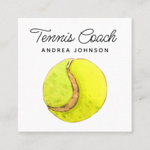 Tarjeta De Visita Cuadrada Bola de tenis acuarela añade tu toque de medios so