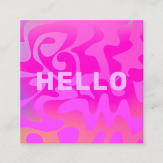 Tarjeta De Visita Cuadrada Bold Font Groovy Hello Hot Pink Bright