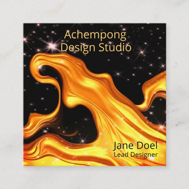 Tarjeta De Visita Cuadrada Bold Red Gold Wave Abstrac – Creative Entrepreneur (Anverso)