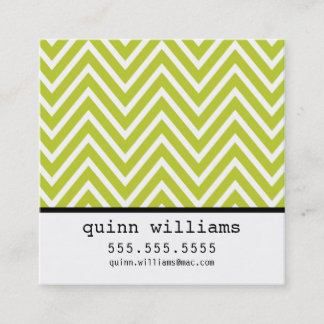 Tarjeta De Visita Cuadrada BOLD SIMPLE MODERNO patrón de chevron preppy lime