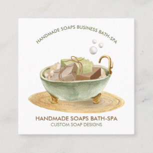Tarjeta De Visita Cuadrada Bomba de baño de marca de jabón spa de baño