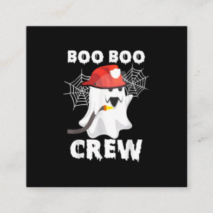 Tarjeta De Visita Cuadrada Bombero Boo Boo Crew Halloween Fantasma