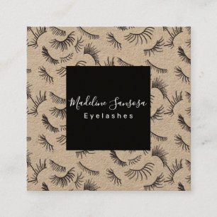 Tarjeta De Visita Cuadrada Bonito Eyelash Technist Black Eyelashes Doodles