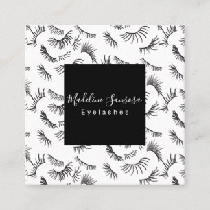 Tarjeta De Visita Cuadrada Bonito Eyelash Technist Black Eyelashes Doodles