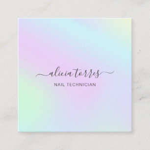 Tarjeta De Visita Cuadrada Bonito femenina Pastel colorida Holográfica