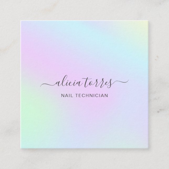 Tarjeta De Visita Cuadrada Bonito femenina Pastel colorida Holográfica (Anverso)