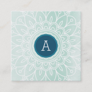 Tarjeta De Visita Cuadrada BONITO MONOGRAM moderna boho mandala patrón menta