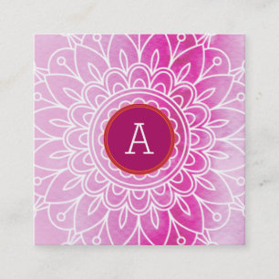 Tarjeta De Visita Cuadrada BONITO MONOGRAM moderno boho mandala patrón rosa