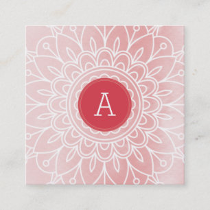 Tarjeta De Visita Cuadrada BONITO MONOGRAM moderno boho mandala patrón rosa