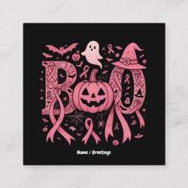 Tarjeta De Visita Cuadrada Boo Halloween Sensibilización sobre el cáncer de m