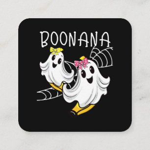 Tarjeta De Visita Cuadrada Boonana Fantasma Lindo Plátano Halloween