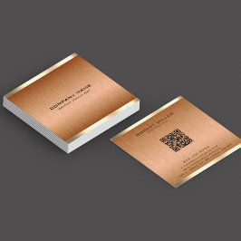 Tarjeta De Visita Cuadrada Borde de oro de textura minimalista de cobre-marró