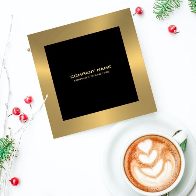 Tarjeta De Visita Cuadrada Borde de oro moderno sobre negro (Subido por el creador)