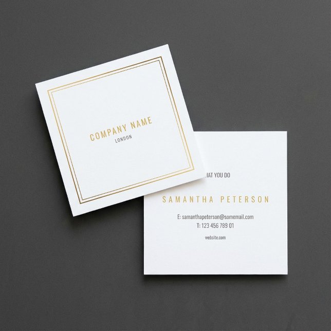 Tarjeta De Visita Cuadrada Borde del efecto de oro (Gold effect border square business card.)