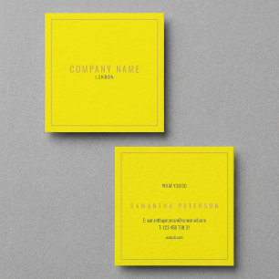 Tarjeta De Visita Cuadrada Borde dorado fino neón amarillo