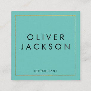 Tarjeta De Visita Cuadrada Borde dorado Minimalista profesional