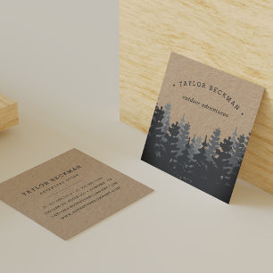Tarjeta De Visita Cuadrada Bosque de invierno   Kraft