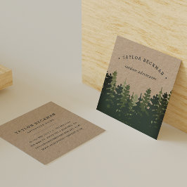 Tarjeta De Visita Cuadrada Bosque de Pino | Kraft