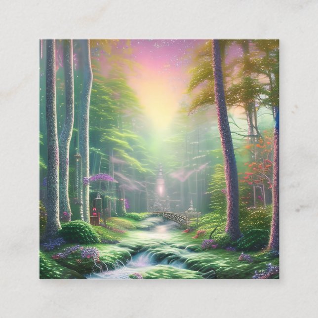 Tarjeta De Visita Cuadrada Bosque encantado (Anverso)