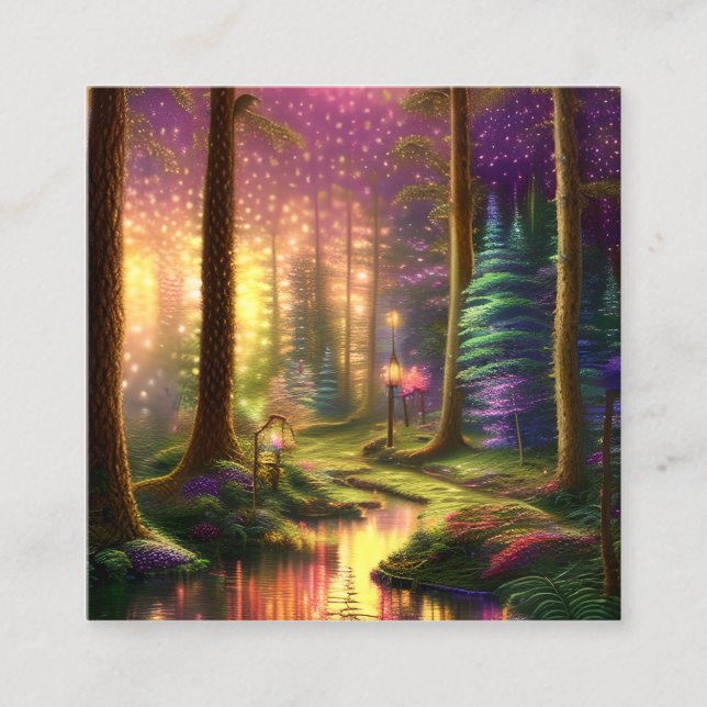 Tarjeta De Visita Cuadrada Bosque encantado (Anverso)