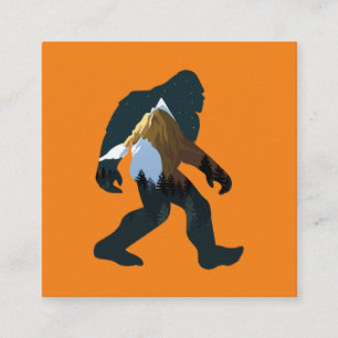 Tarjeta De Visita Cuadrada Bosque Nocturno Bigfoot