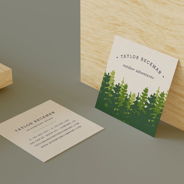 Tarjeta De Visita Cuadrada Bosque Rústico de Pinos (Subido por el creador)
