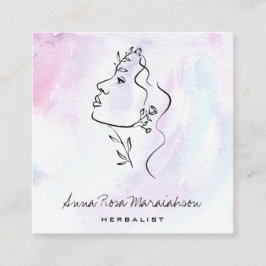 Tarjeta De Visita Cuadrada *~* Botánica Línea de Arte Diosa Verde QR