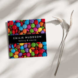 Tarjeta De Visita Cuadrada Botones de golosinas, dulces, pastelería