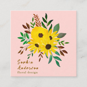Tarjeta De Visita Cuadrada Bouquet de flores de girasol - Rosa Dusky