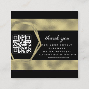 Tarjeta De Visita Cuadrada Boutique Beauty Business Gracias Gold QR