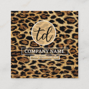 Tarjeta De Visita Cuadrada Boutique Branding Leopard Skin Beauty Industry
