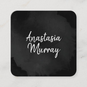 Tarjeta De Visita Cuadrada Boutique de lujo minimalista moderna en blanco y n