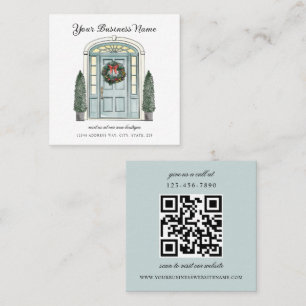 Tarjeta De Visita Cuadrada Boutique Navidades de puerta colonial