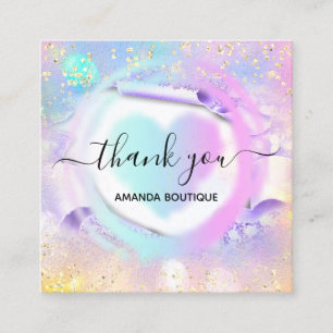 Tarjeta De Visita Cuadrada Boutique Shop Profesional White Heart Holograph