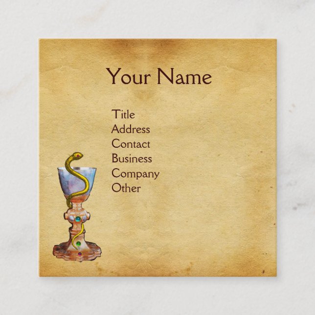 Tarjeta De Visita Cuadrada BOWL DE HYGEIA MONOGRAM Medicina, Farmacia (Anverso)