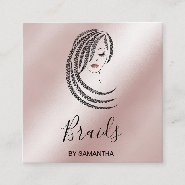 Tarjeta De Visita Cuadrada Braids Braider (Anverso)