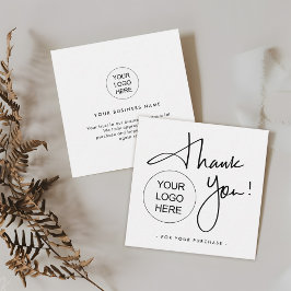 Tarjeta De Visita Cuadrada Branded Thank You Logo Modern