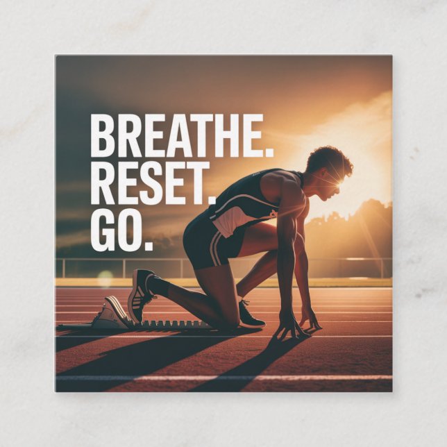 Tarjeta De Visita Cuadrada Breathe. Reset. Go. (Anverso)