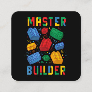 Tarjeta De Visita Cuadrada Brick Builder Funny Blocks Building Master Builder