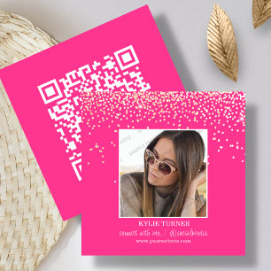 Tarjeta De Visita Cuadrada Brillantina rosa fuerte Fotografía de Medios Soc
