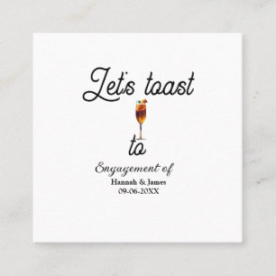 Tarjeta De Visita Cuadrada Brindemos por nombre de fiesta de compromiso fecha