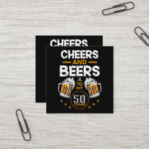 Tarjeta De Visita Cuadrada Brindis y Cervezas por mis 50 Años