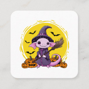 Tarjeta De Visita Cuadrada Bruja de Halloween de Ajolote Lindo