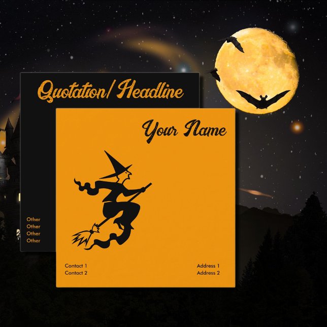 Tarjeta De Visita Cuadrada bruja temible voladora (Subido por el creador)