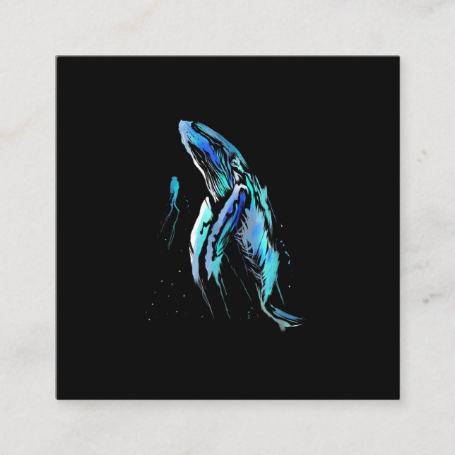 Tarjeta De Visita Cuadrada Buceador Scuba Bumpback Ballena Regalo de buceo (Anverso)