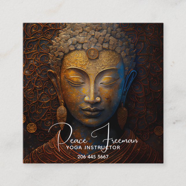 Tarjeta De Visita Cuadrada Buda, meditación espiritual (Anverso)